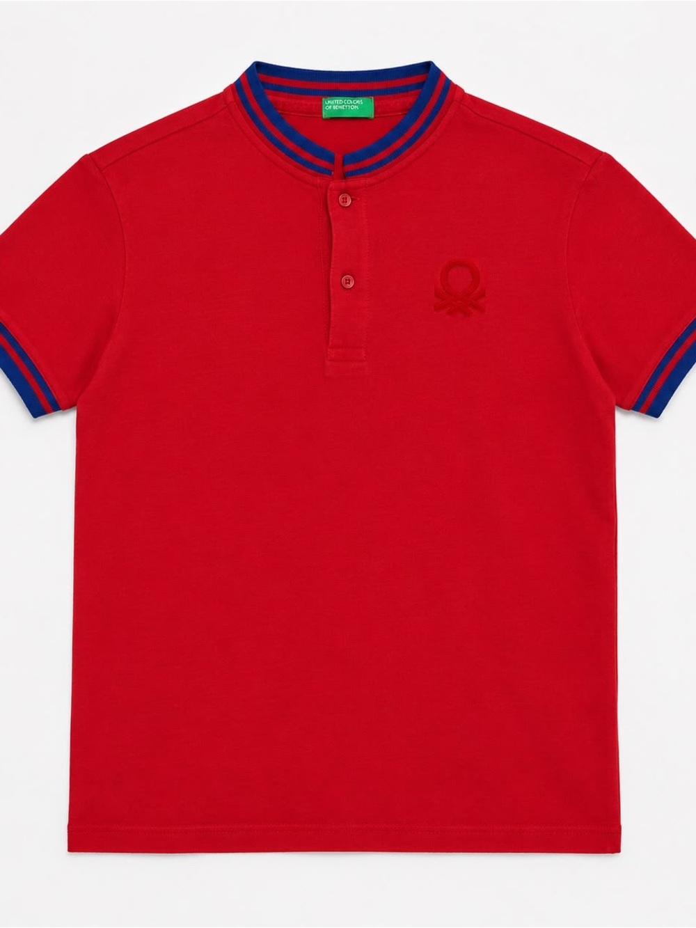 United Colors Of Benetton Red Polo with Blue Contrast Trim